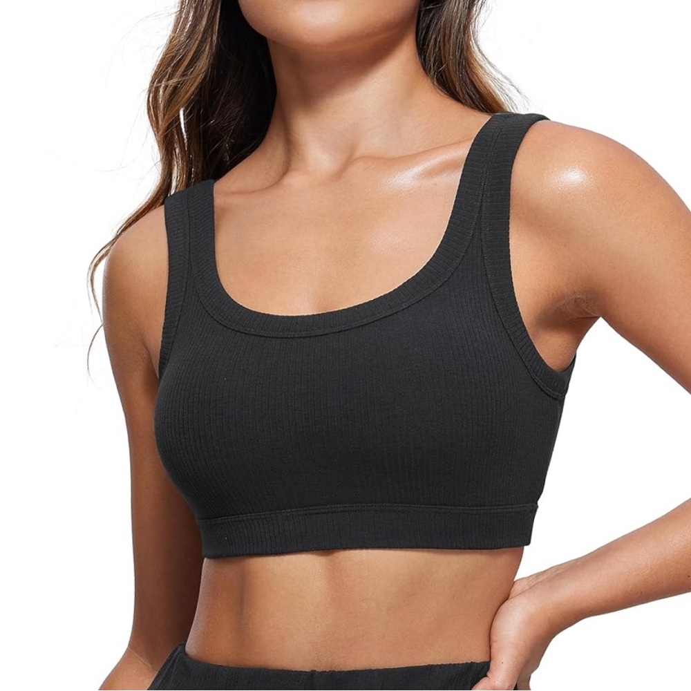 Women's Black Ribbed Sleepwear Top